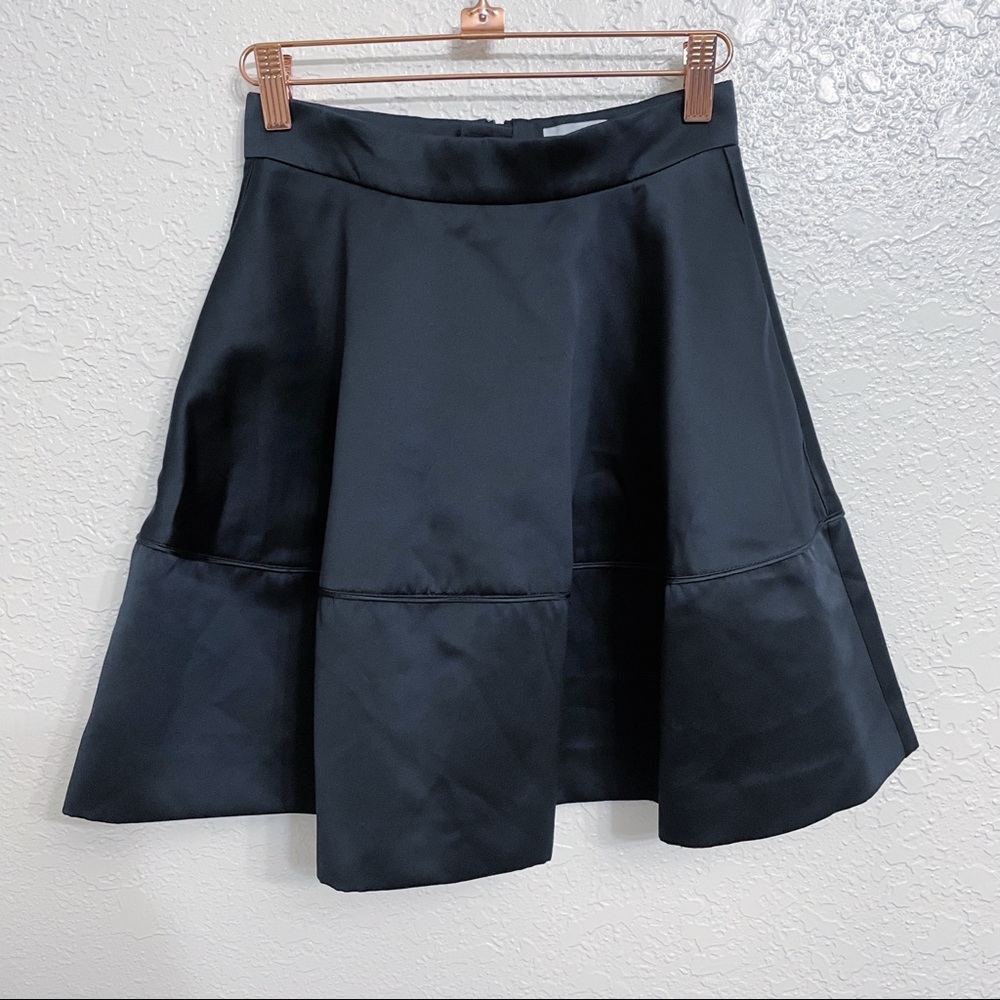 H&M Black Flared Satin Mini Circle Skirt